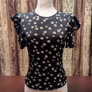 Love J Medium Black Yellow White Flower Top